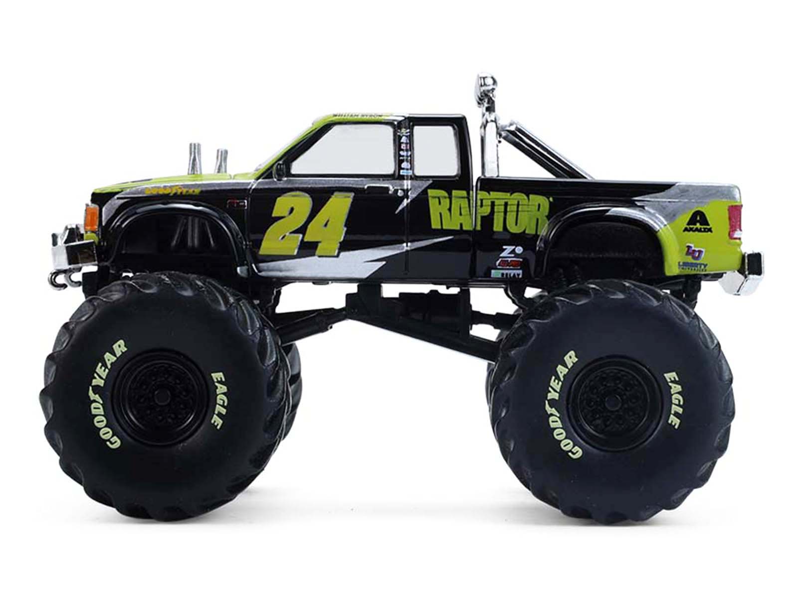 1986 Chevrolet S10 Monster Truck #24 "Raptor" Black and Green with Graphics "Kings of Crunch - Hendrick Motorsports Tribute" Special Edition 1/64 Diecast Model Car by Greenlight - image 2