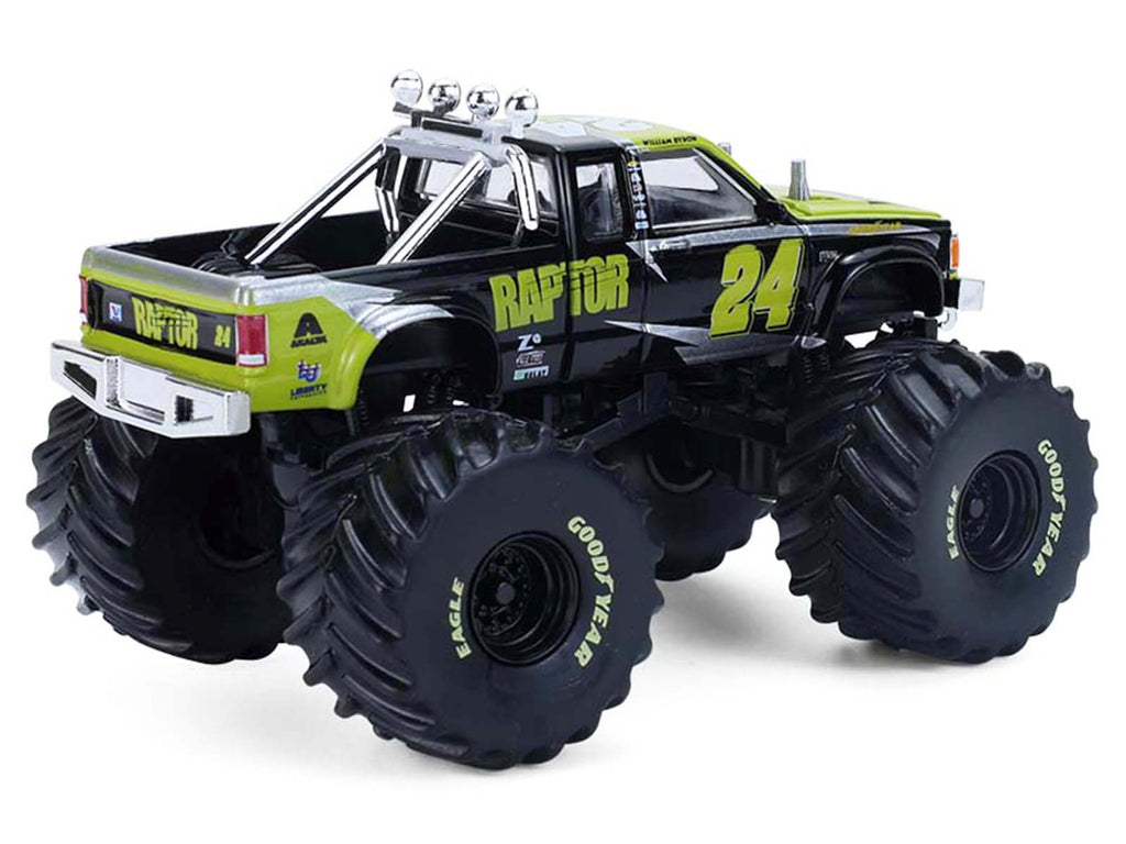 1986 Chevrolet S10 Monster Truck #24 "Raptor" Black and Green with Graphics "Kings of Crunch - Hendrick Motorsports Tribute" Special Edition 1/64 Diecast Model Car by Greenlight - image 3
