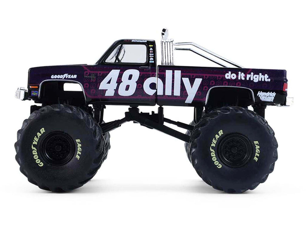 1984 Chevrolet Silverado Monster Truck #48 "Ally" Black and Purple with Graphics "Kings of Crunch - Hendrick Motorsports Tribute" Special Edition 1/64 Diecast Model Car by Greenlight - image 2