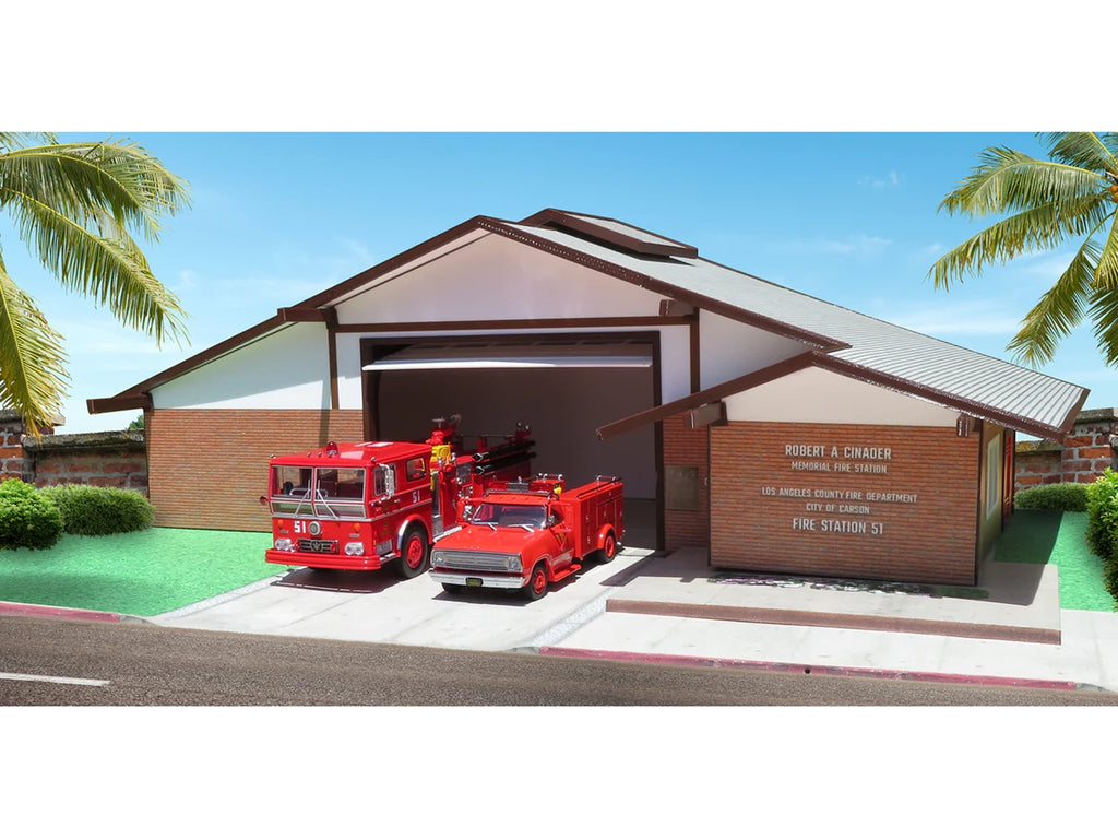 Los Angeles County Fire Department Fire Station 51 Diorama EZ Assembly Kit "Emergency!" Series 1/50 Model by Iconic Replicas