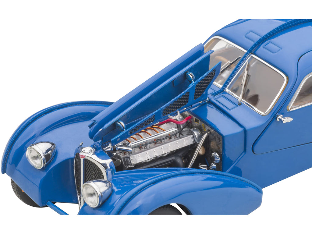 1938 Bugatti Type 57SC Atlantic with Metal Wire-Spoke Wheels Blue 1/43 Diecast Model Car by Autoart - image 3
