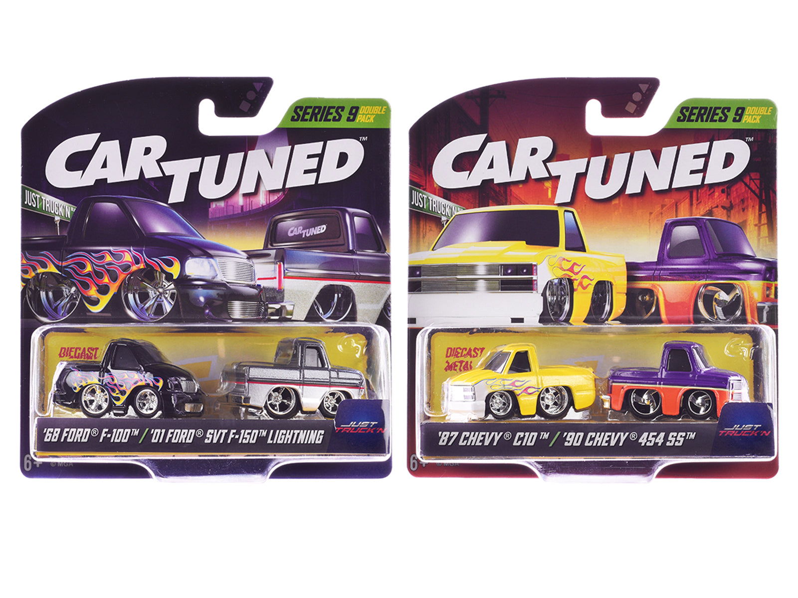 "Just Truck'n" Double Pack Series 9 Set of 4 Cars Diecast Model Cars by CarTuned