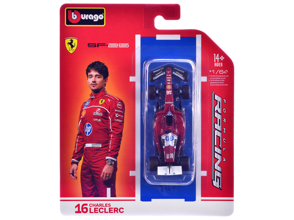 Ferrari SF-25 #16 Charles Leclerc Formula One F1 World Championship (2025) "Formula Racing" Series 1/64 Diecast Model Car by Bburago
