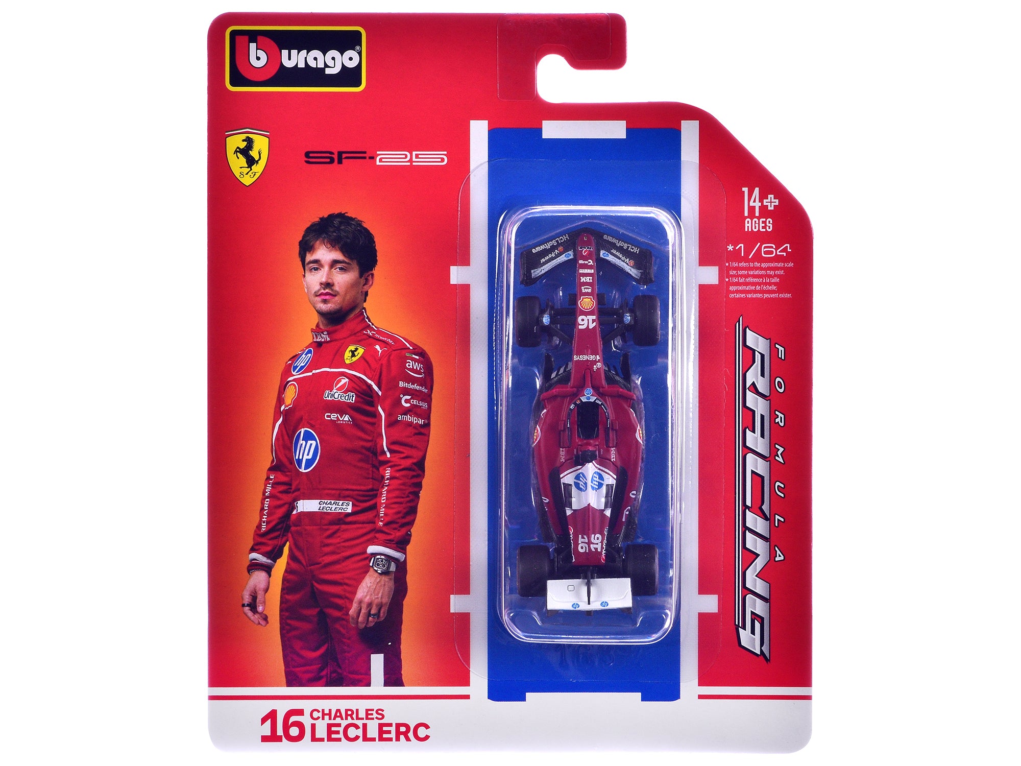 Ferrari SF-25 #16 Charles Leclerc Formula One F1 World Championship (2025) "Formula Racing" Series 1/64 Diecast Model Car by Bburago