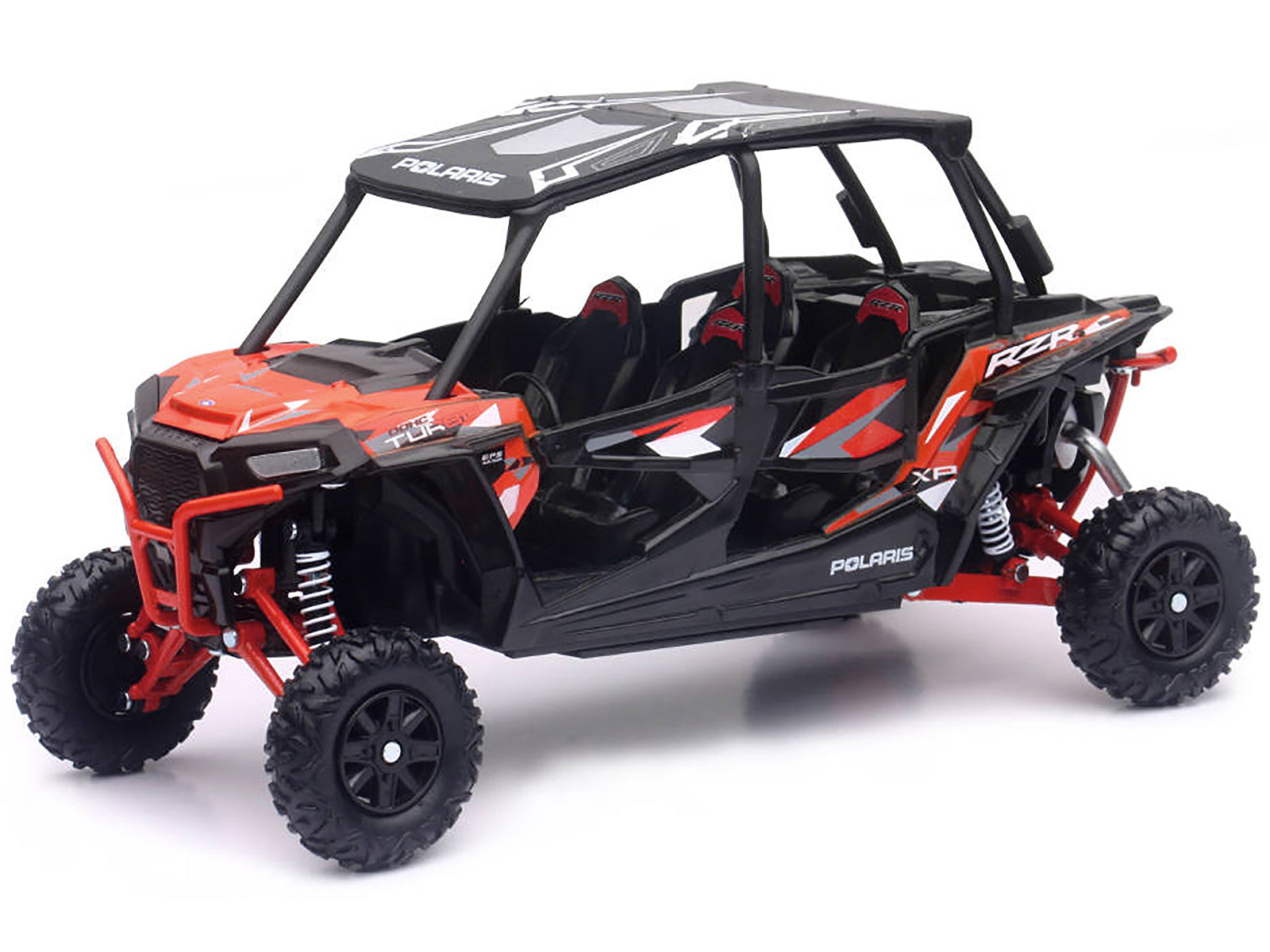 Polaris RZR XP 4 Turbo EPS Sport UTV Spectra Orange with Graphics and Black Top 1/18 Diecast Model by New Ray - image 2