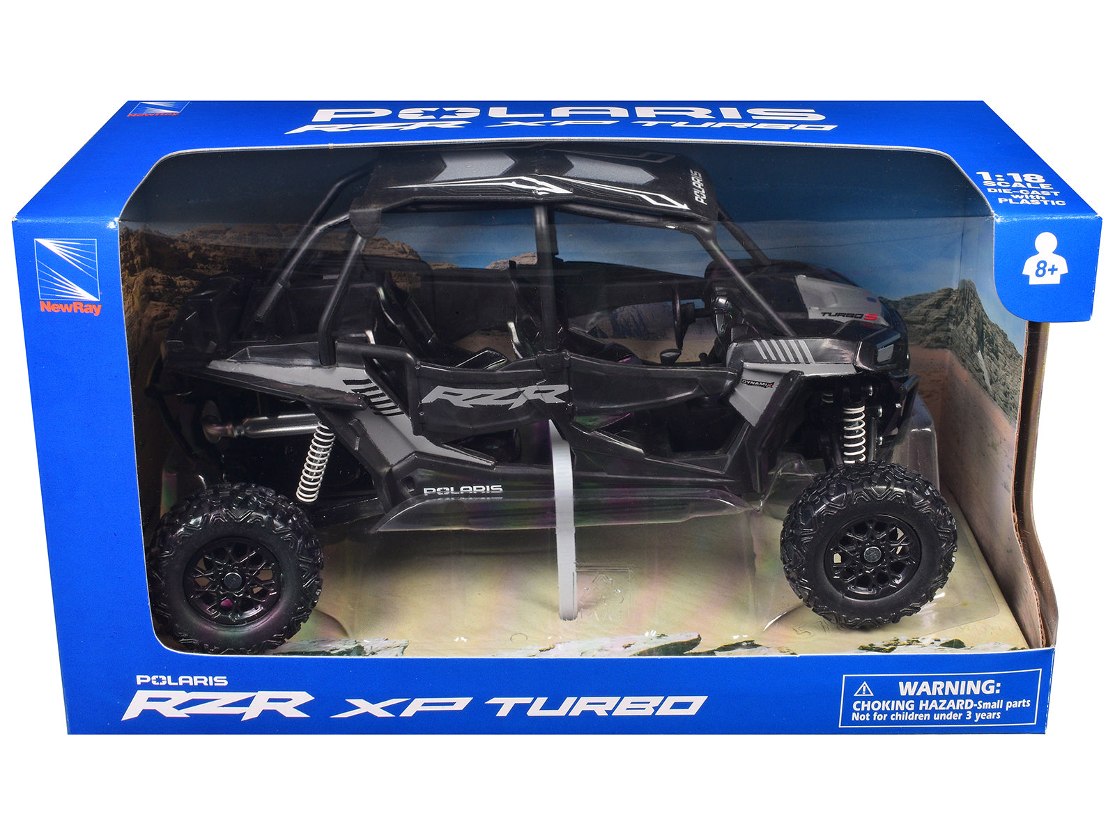 Polaris RZR XP 4 Turbo EPS Sport UTV Onyx Black with Gray Graphics 1/18 Diecast Model by New Ray - image 3