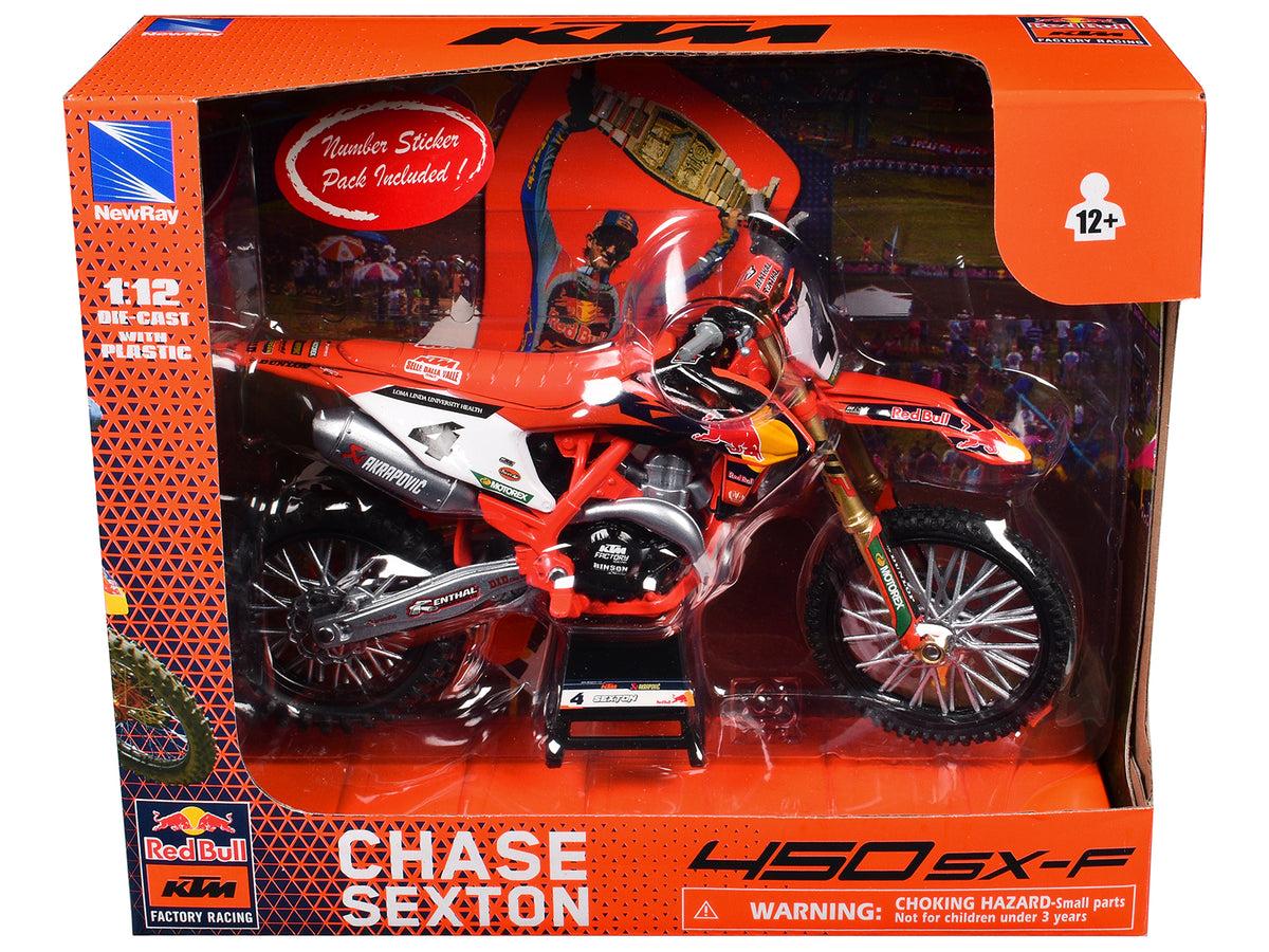 KTM 450 SX-F Motorcycle #4 Chase Sexton "Red Bull KTM Factory Racing" 1/12 Diecast Model by New Ray - image 3