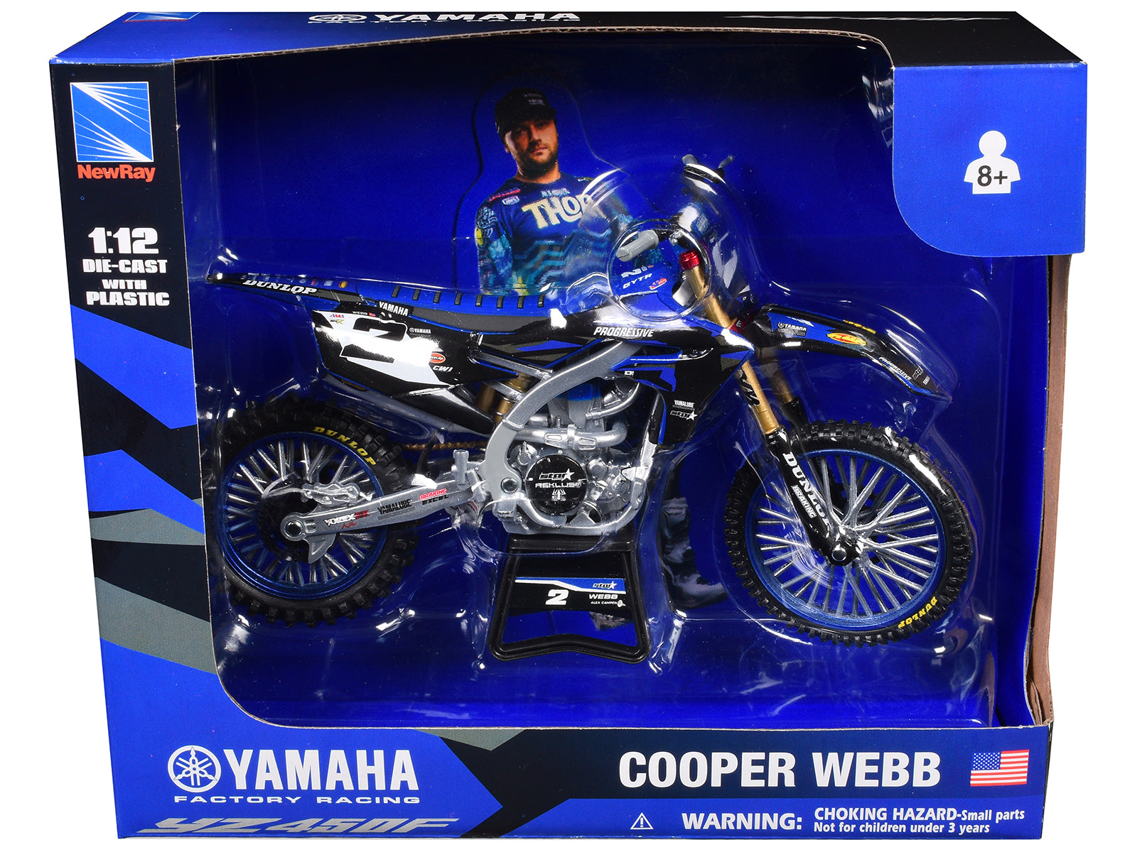 Yamaha YZ450F Motorcycle #2 Cooper Webb "Yamaha Factory Racing" 1/12 Diecast Model by New Ray - image 3