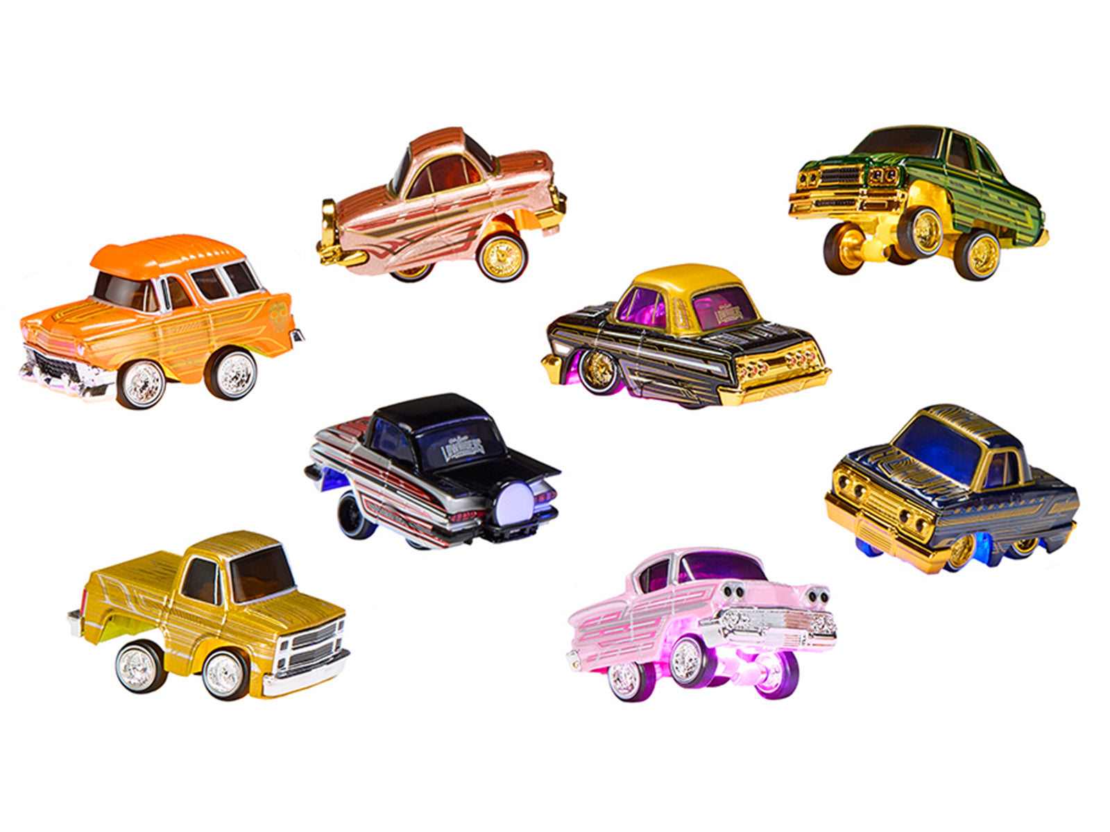 "Lowriders Show Glow" Series 2 Set of 8 Pieces Diecast Model Cars by CarTuned - image 3