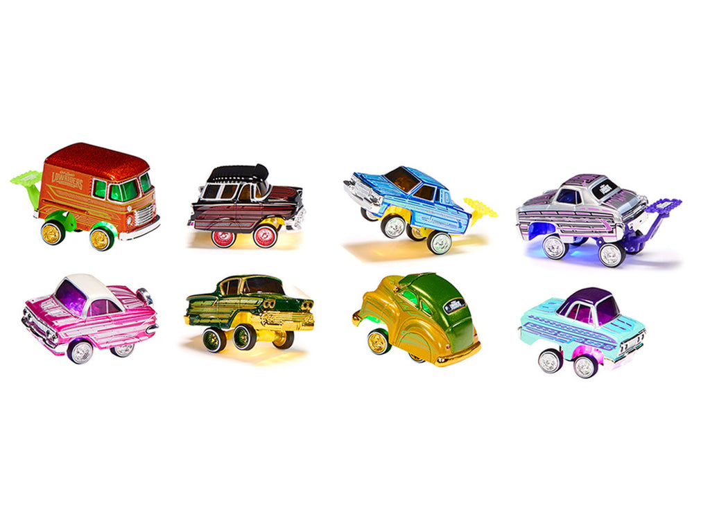 "Lowriders Show Glow" Series 4 Set of 8 Pieces Diecast Model Cars by CarTuned