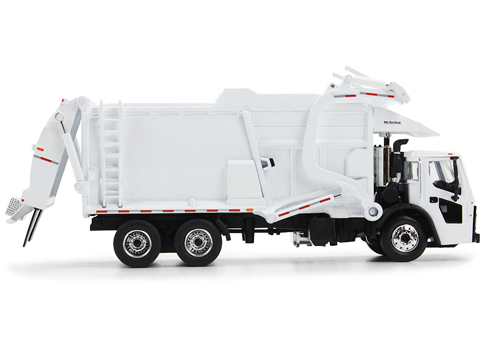 Mack LR Refuse Garbage Truck with McNeilus Meridian Front Loader White with Trash Bin 1/64 Diecast Model by DCP/First Gear - image 3