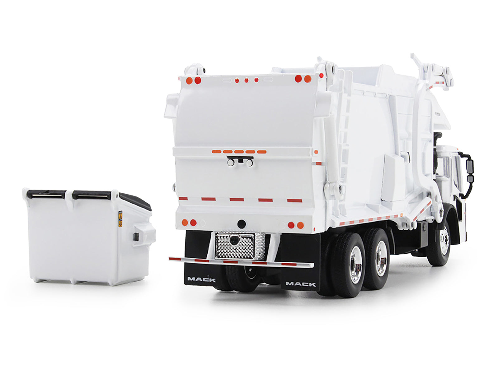 Mack LR Refuse Garbage Truck with McNeilus Meridian Front Loader White with Trash Bin 1/64 Diecast Model by DCP/First Gear - image 4