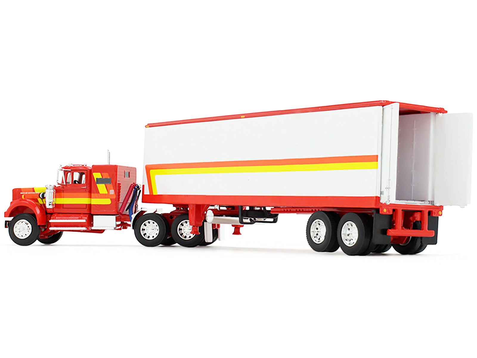 White Western Star 4900 with 36" Vintage Flat Top Sleeper and Wilson 40' Vintage Refridgerated Trailer Red and White with Stripes 1/64 Diecast Model by DCP/First Gear - image 4