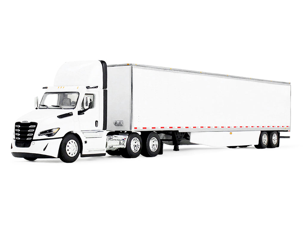Freightliner Fifth Generation Cascadia Day Cab and 53' Utility Trailer with Skirts White 1/64 Diecast Model by DCP/First Gear