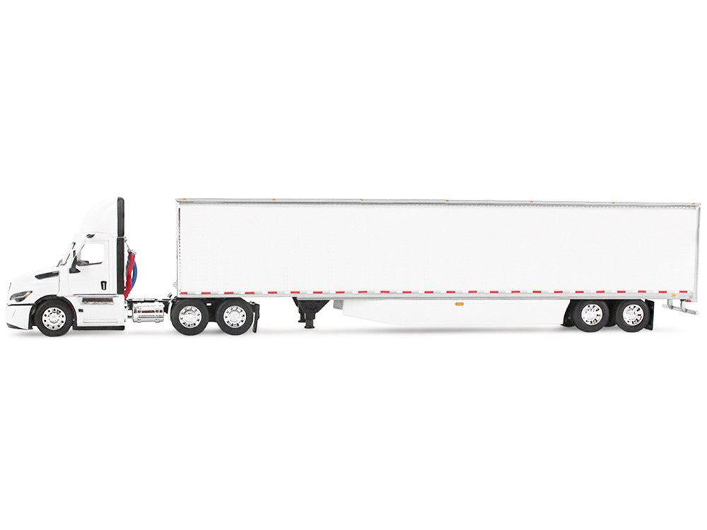 Freightliner Fifth Generation Cascadia Day Cab and 53' Utility Trailer with Skirts White 1/64 Diecast Model by DCP/First Gear