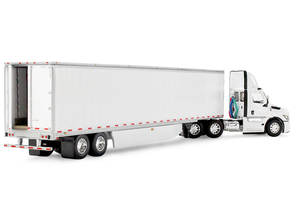 Freightliner Fifth Generation Cascadia Day Cab and 53' Utility Trailer with Skirts White 1/64 Diecast Model by DCP/First Gear
