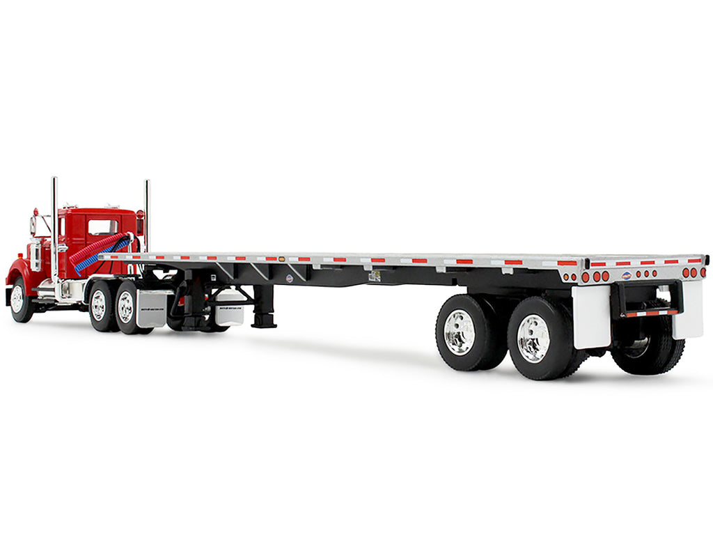 White Western Star 4900 Day Cab with 48’ Utility Flatbed Trailer Viper Red 1/64 Diecast Model by DCP/First Gear - image 3