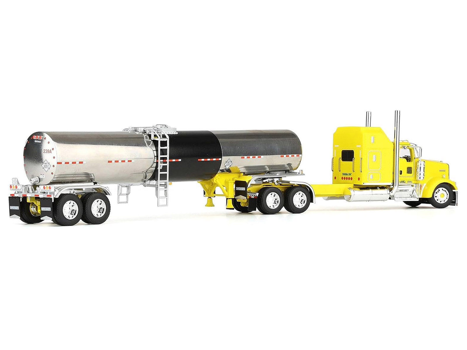 Kenworth W900L with 60" Aerodyne Sleeper and Brenner Tank Trailer "Double C Transport" Yellow 1/64 Diecast Model by DCP/First Gear - image 3
