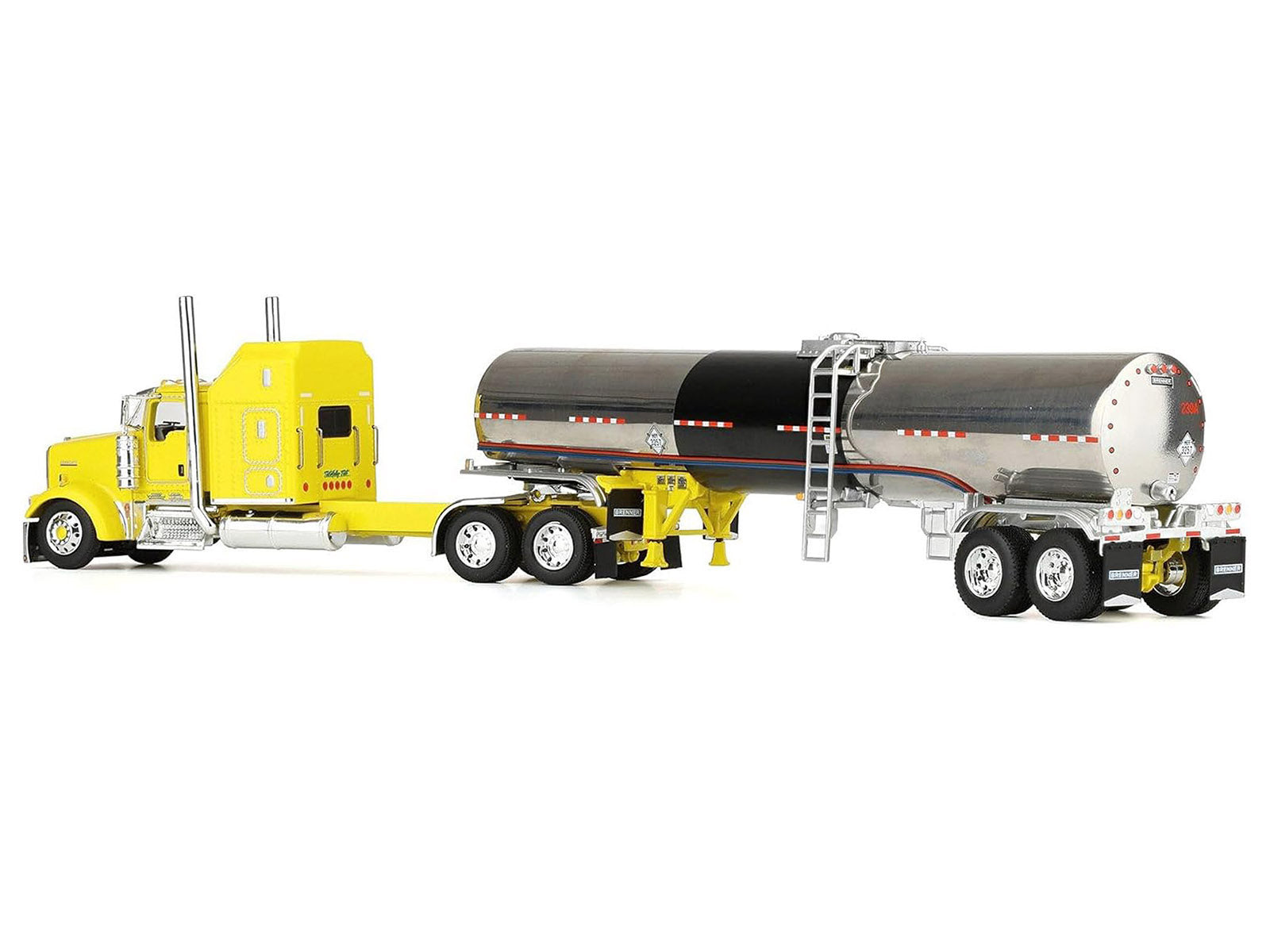 Kenworth W900L with 60" Aerodyne Sleeper and Brenner Tank Trailer "Double C Transport" Yellow 1/64 Diecast Model by DCP/First Gear - image 4
