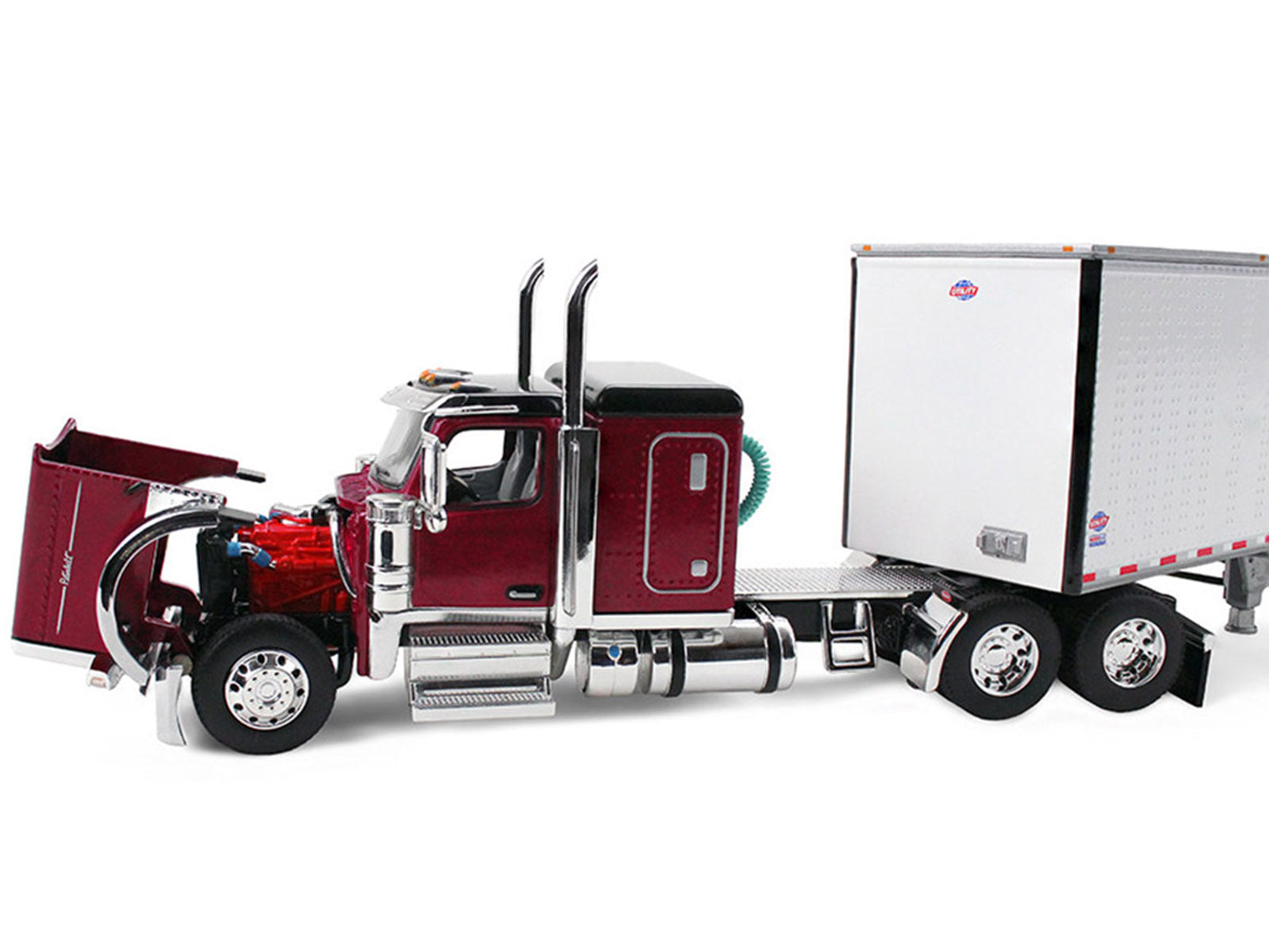 Peterbilt 589 with 58" Flat Top Sleeper and 53' Utility Trailer Legendary Red with Black Top 1/64 Diecast Model by DCP/First Gear - image 2