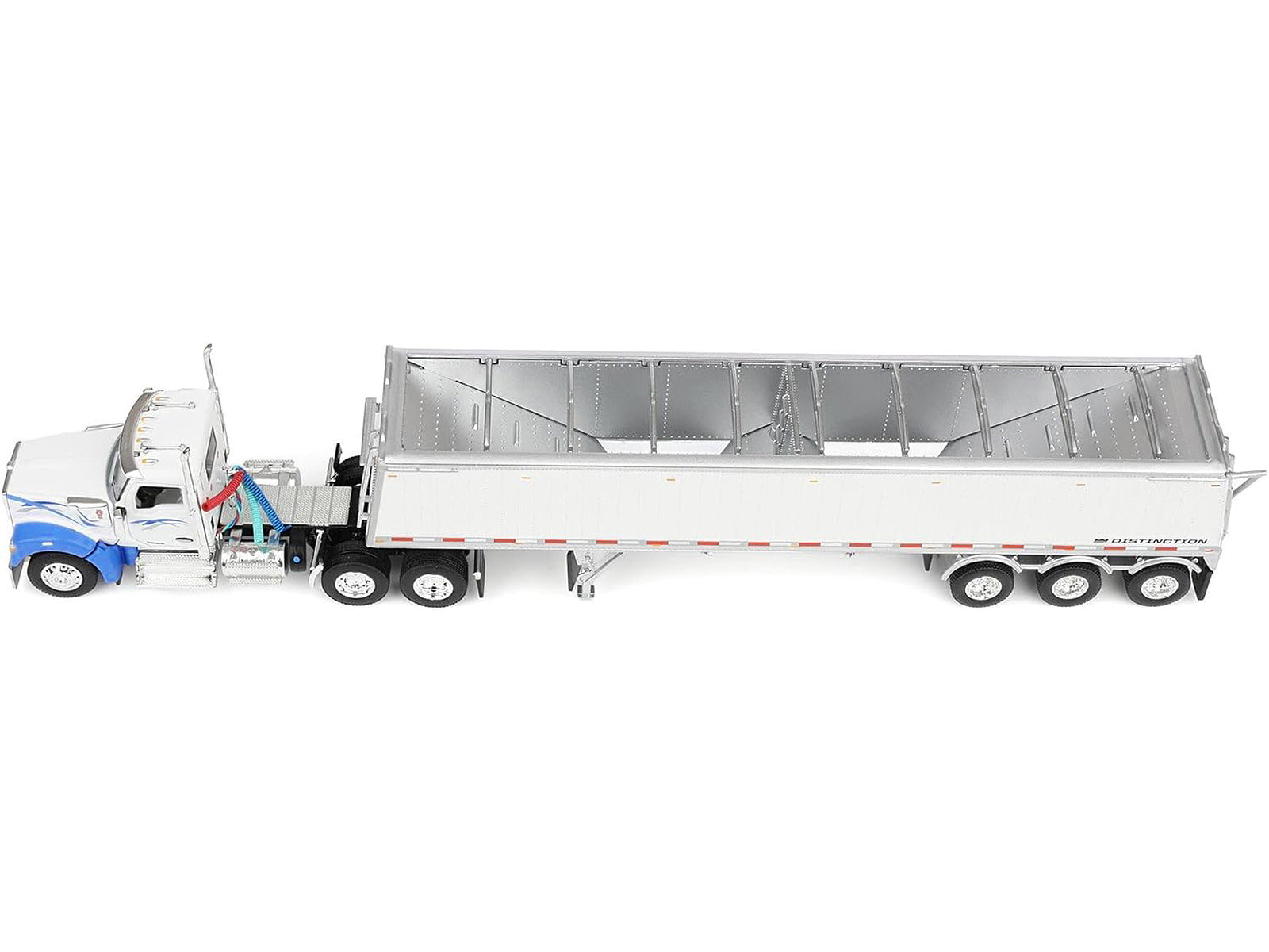Kenworth W990 Day Cab and Lode King Distinction Hopper Trailer White and Blue 1/64 Diecast Model by DCP/First Gear - image 2
