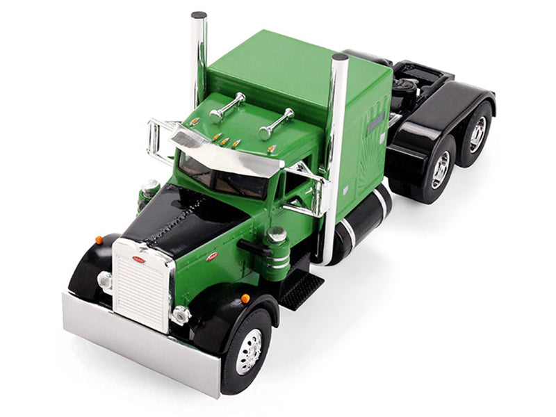 Peterbilt 351 with 60" Vintage Sleeper and Rogers Vintage Lowboy Trailer Green with Black Trailer 1/64 Diecast Model by DCP/First Gear - image 4