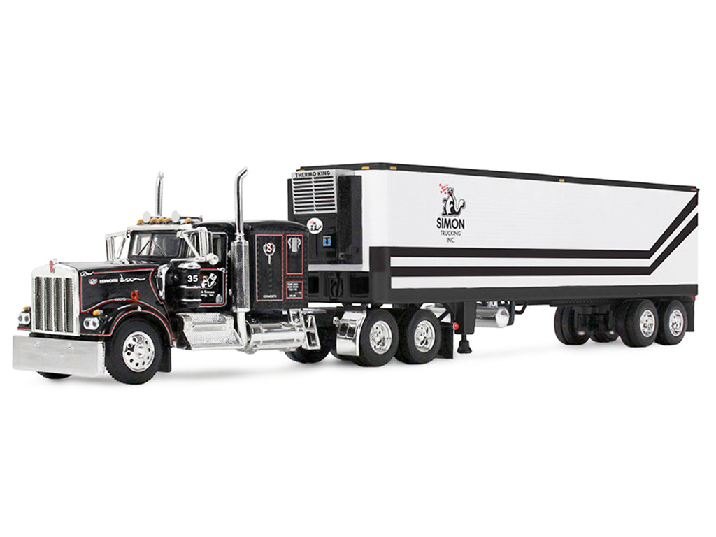 Kenworth W900A with 60" Flat Top Sleeper and 40' Vintage Trailer with Reefer "Dick Simon Trucking" Black with Graphics 1/64 Diecast Model by DCP/First Gear - image 2