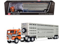 Freightliner COE and 45' Wilson Vintage Livestock Trailer Orange with Stripes 1/64 Diecast Model by DCP/First Gear