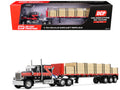 GMC General with 60" Flat Top Sleeper & 48' Utility Flatbed Trailer with Lumber Load Black with Red Stripes 1/64