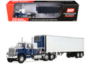 Chevrolet Bison with 34" Flat Top Sleeper & 40' Vintage Trailer with Reefer Blue and White 1/64 Diecast Model by DCP/First Gear