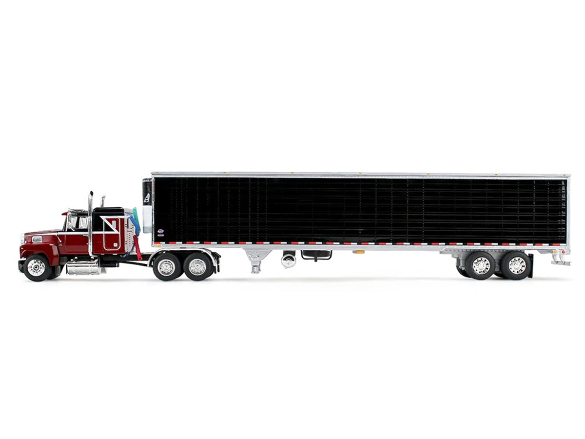 Ford LTL 9000 with 48" Flat Top Sleeper and 53' Utility Trailer with Reefer Volcano Red and Black 1/64