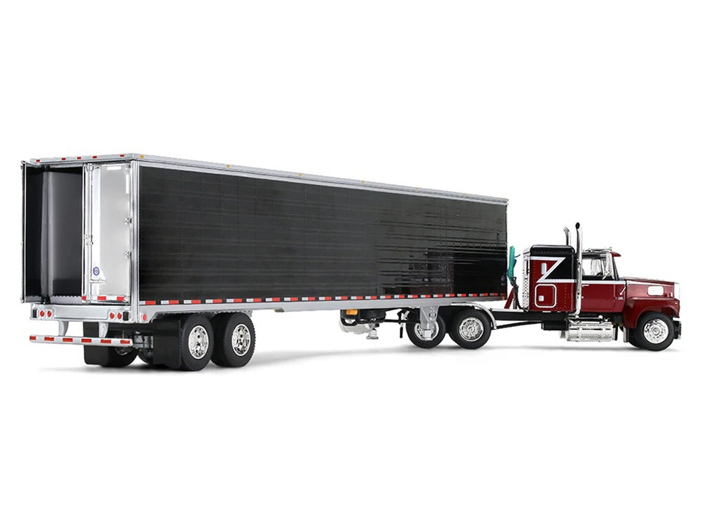 Ford LTL 9000 with 48" Flat Top Sleeper and 53' Utility Trailer with Reefer Volcano Red and Black 1/64