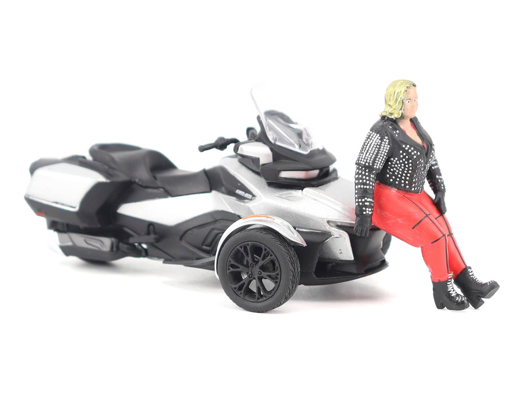 Can-Am Spyder RT 3-Wheel Motorcycle Hyper Silver Metallic with Driver Figure 1/32 Diecast Model by BRP Models - image 5