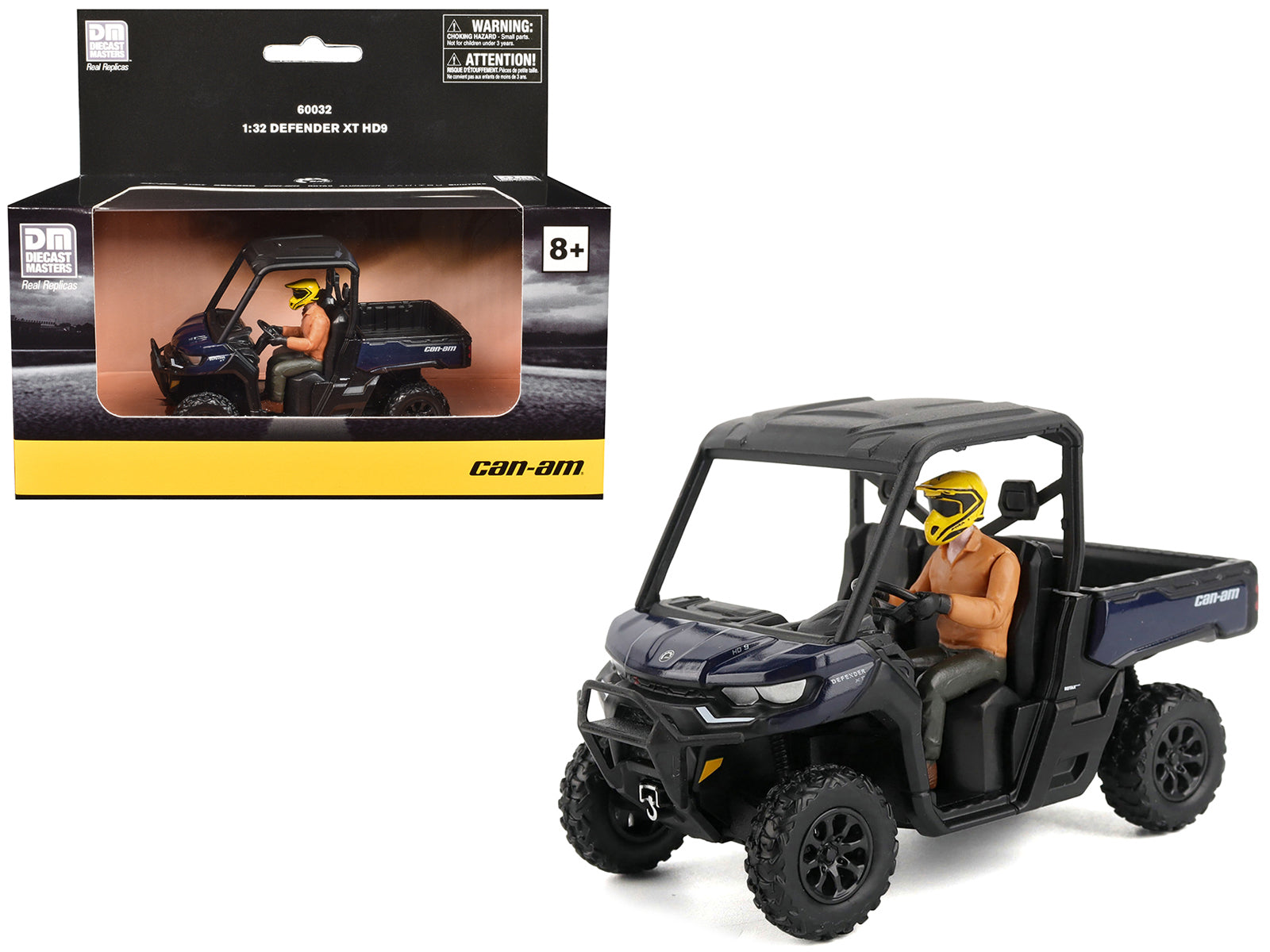 Can-Am Defender XT HD9 Navy Blue and Black with Driver Figure 1/32 Diecast Model by BRP Models