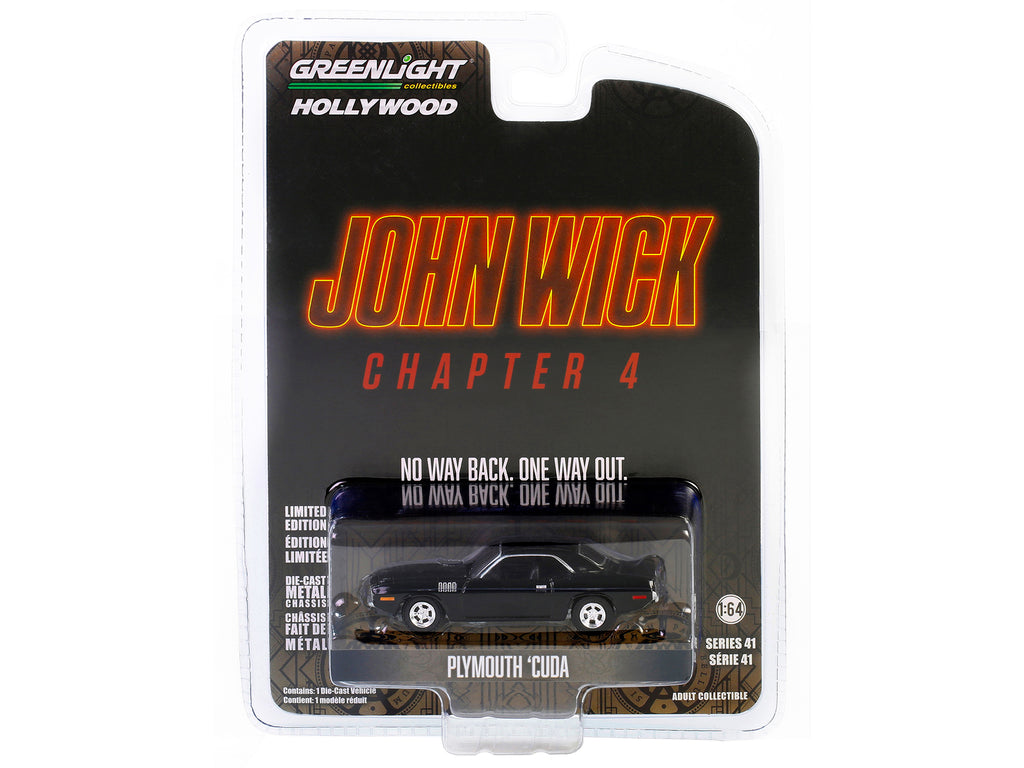 Plymouth Barracuda Black "John Wick: Chapter 4" (2023) Movie "Hollywood Series" Release 41 1/64 Diecast Model Car by Greenlight - image 3