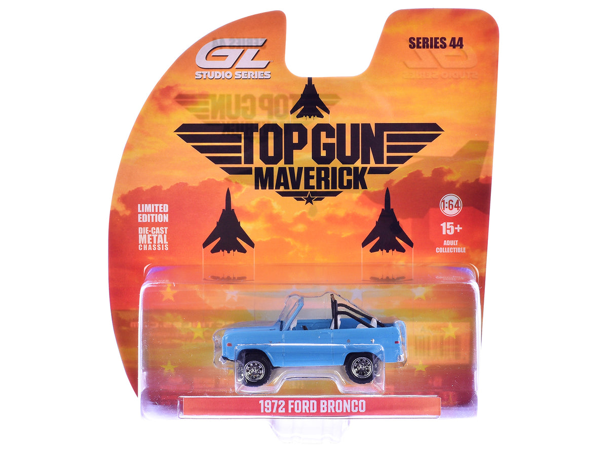 Rooster's 1972 Ford Bronco Light Blue "Top Gun: Maverick" (2022) Movie "Hollywood Series" Series 44 1/64 Diecast Model Car by Greenlight