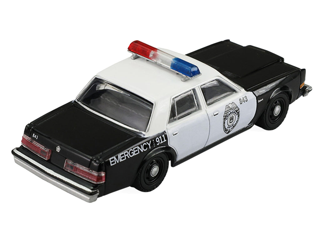 1981 Dodge Diplomat Police Car Black and White "Killer Klowns from Outer Space" (1988) Movie "Hollywood Series" Series 44 1/64 Diecast Model Car by Greenlight - image 3