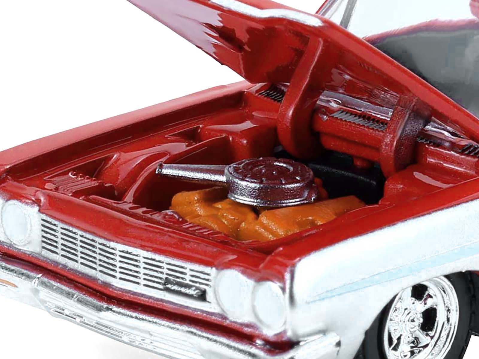 1964 Chevrolet Biscayne Lowrider Silver Metallic and Red Two-Tone "California Lowriders" Series 7 1/64 Diecast Model Car by Greenlight - image 2