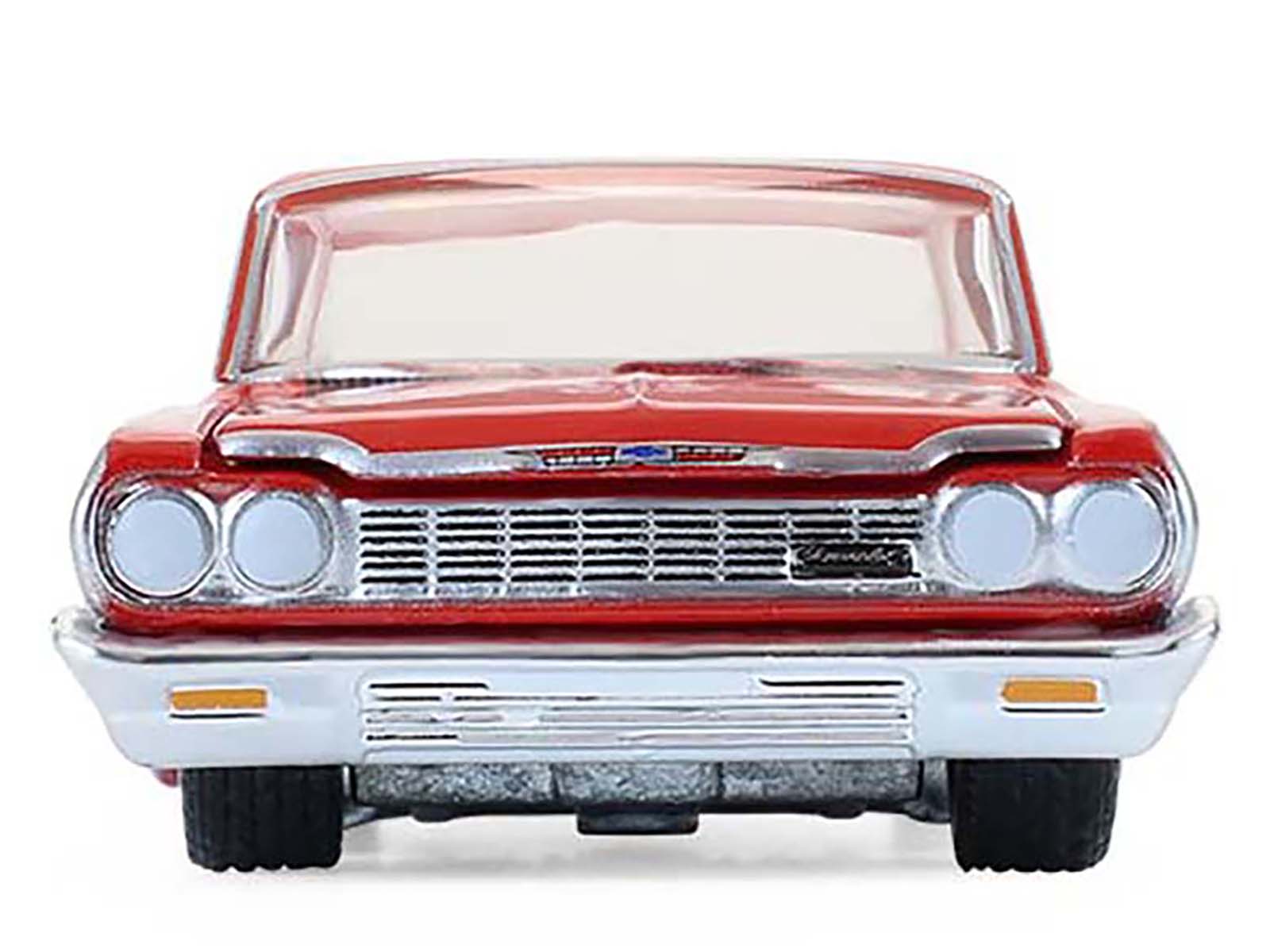 1964 Chevrolet Biscayne Lowrider Silver Metallic and Red Two-Tone "California Lowriders" Series 7 1/64 Diecast Model Car by Greenlight - image 4