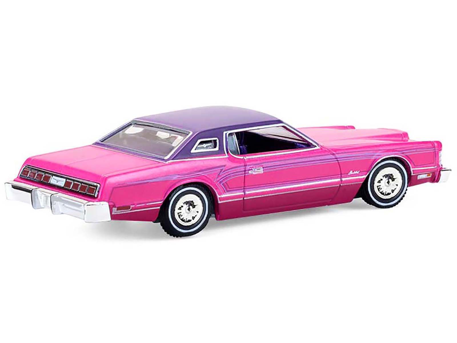 1975 Ford Thunderbird Lowrider Pink Metallic with Purple Top and Graphics with Purple Interior "California Lowriders" Series 7 1/64 Diecast Model Car by Greenlight - image 3