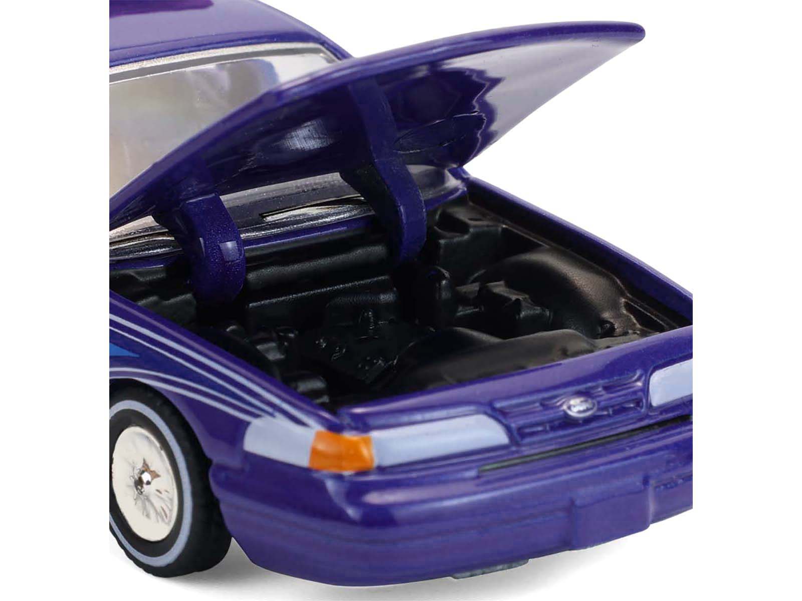 1992 Ford Crown Victoria Lowrider Blue with Graphics and Lightbar "California Lowriders" Series 7 1/64 Diecast Model Car by Greenlight - image 2