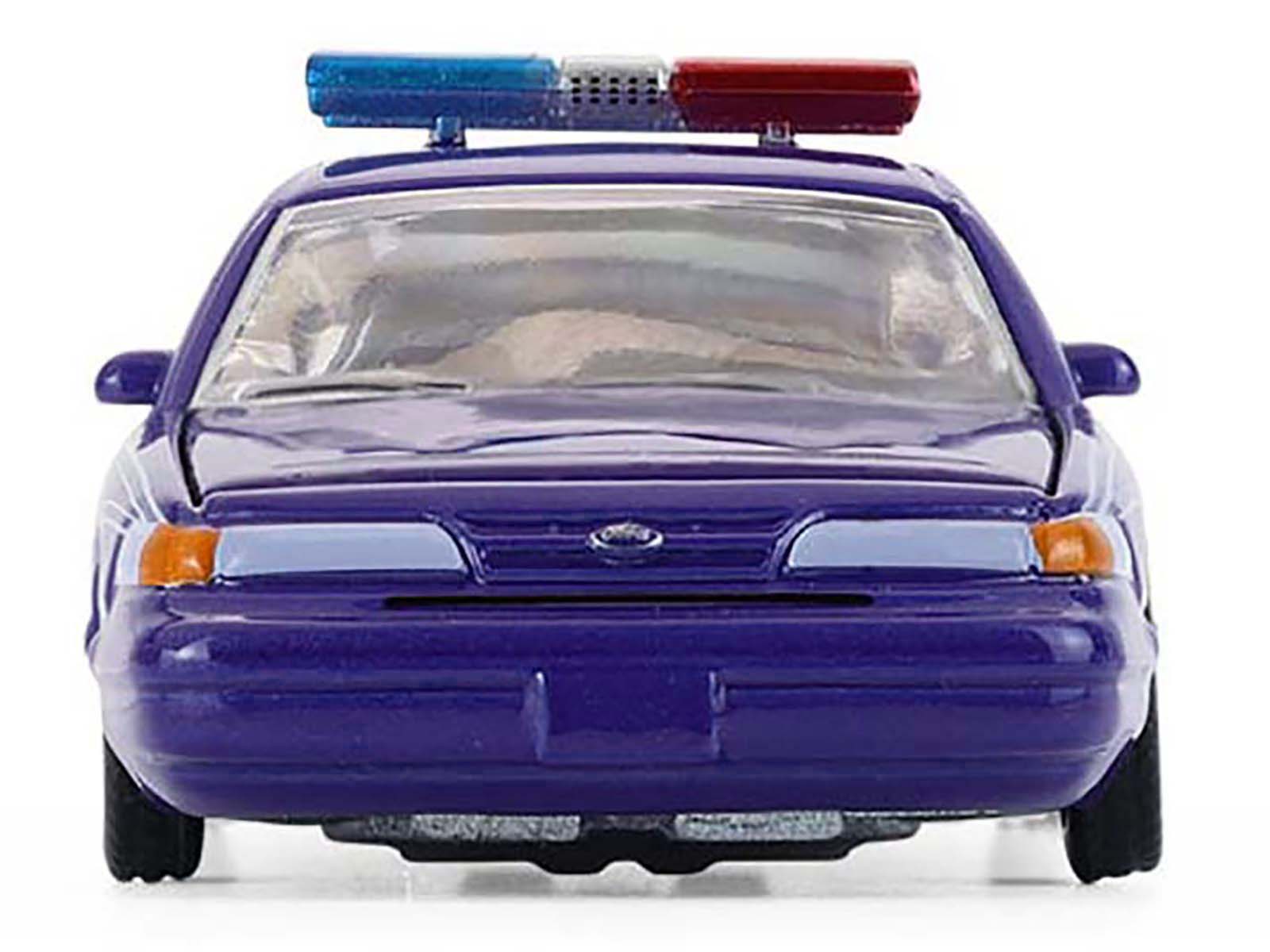 1992 Ford Crown Victoria Lowrider Blue with Graphics and Lightbar "California Lowriders" Series 7 1/64 Diecast Model Car by Greenlight - image 5