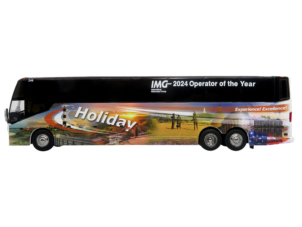 Prevost H3-45 Coach Bus "Holiday Tours - 2024 IMG Operator of the Year" White with Graphics Limited Edition 1/64 Diecast Model by Iconic Replicas - image 2