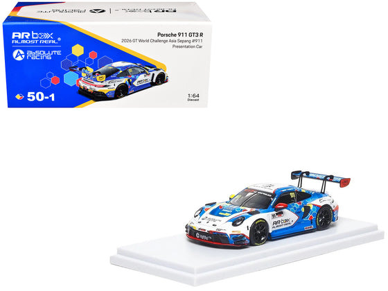 Porsche 911 GT3 R (992) #911 Alessandro Ghiretti - Huang Ruohan "Absolute Racing Presentation Car" "GT World Challenge Asia - Sepang" (2026) 1/64 Diecast Model Car by Almost Real