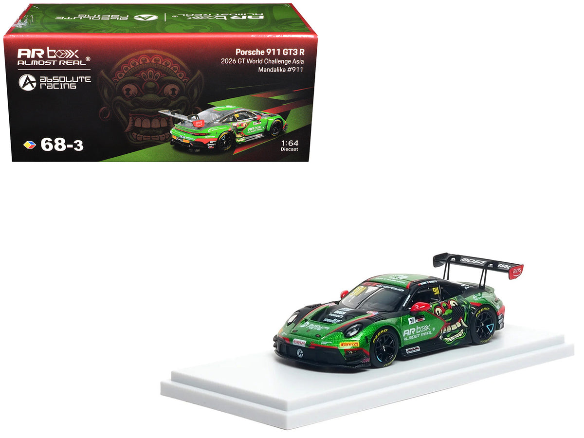 Porsche 911 GT3 R (992) #911 Alessandro Ghiretti - Huang Ruohan "Absolute Racing" "GT World Challenge Asia - Mandalika" (2026)  1/64 Diecast Model Car by Almost Real