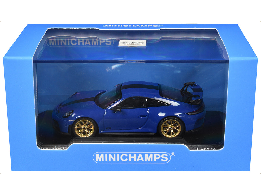 2025 Porsche 911 (992.2) GT3 Weissach Package Blue with Carbon Stripe Limited Edition to 240 pieces Worldwide 1/64 Diecast Model Car by Minichamps - image 3