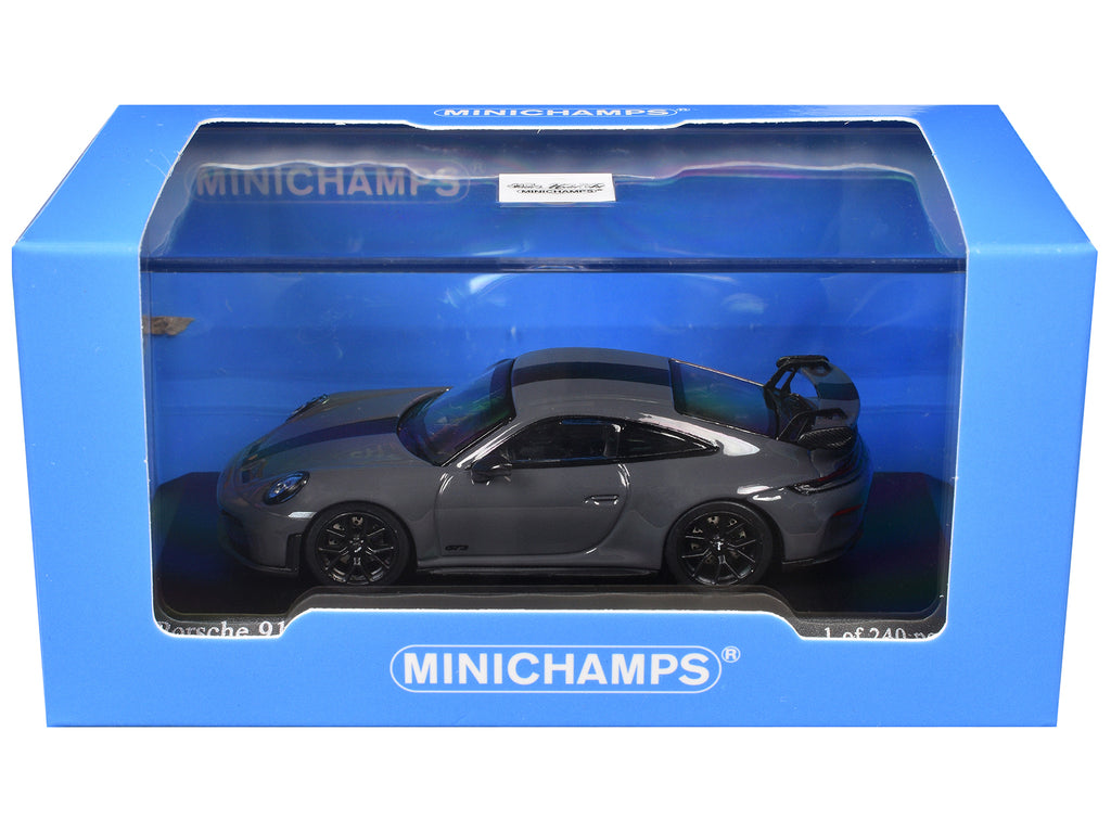 2025 Porsche 911 (992.2) GT3 Weissach Package Gray with Carbon Stripe Limited Edition to 240 pieces Worldwide 1/64 Diecast Model Car by Minichamps - image 3