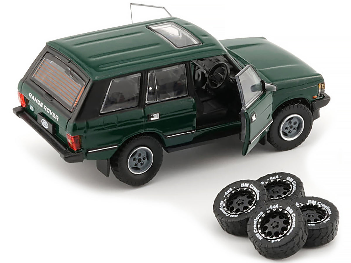 Land Rover Range Rover Classic LSE RHD (Right Hand Drive) Green with Sunroof with Extra Wheels 1/64 Diecast Model Car by BM Creations - image 3