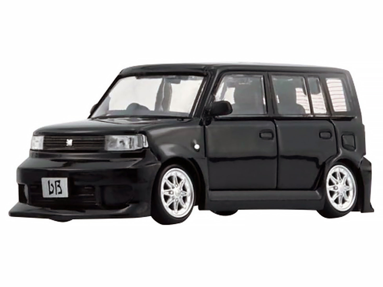 Toyota bB 2000 Van Black with Extra Accessories 1/64 Diecast Model Car by BM Creations