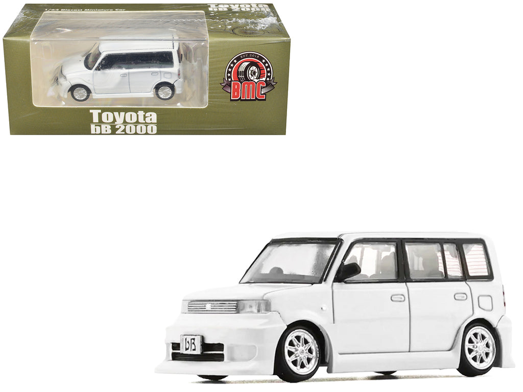 Toyota bB 2000 Van White with Extra Accessories 1/64 Diecast Model Car by BM Creations